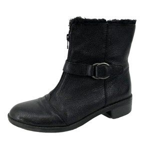 Naturalizer Comfort Madera Leather Booties Black Fur Lined Block Heel Women’s 7M